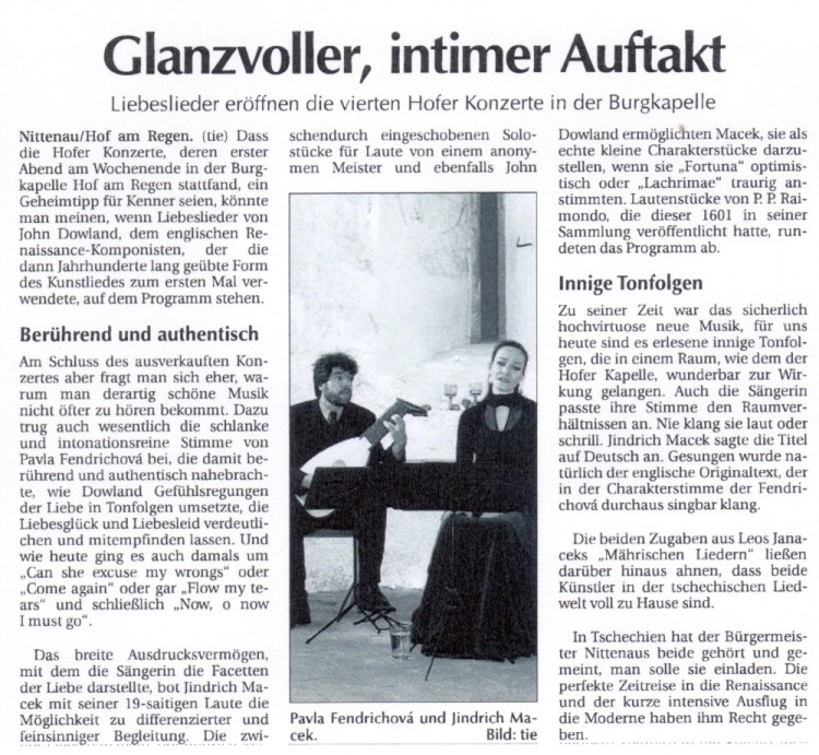 Zeitung Landkreis Schwandorf: Brilliant and Intimate Opening